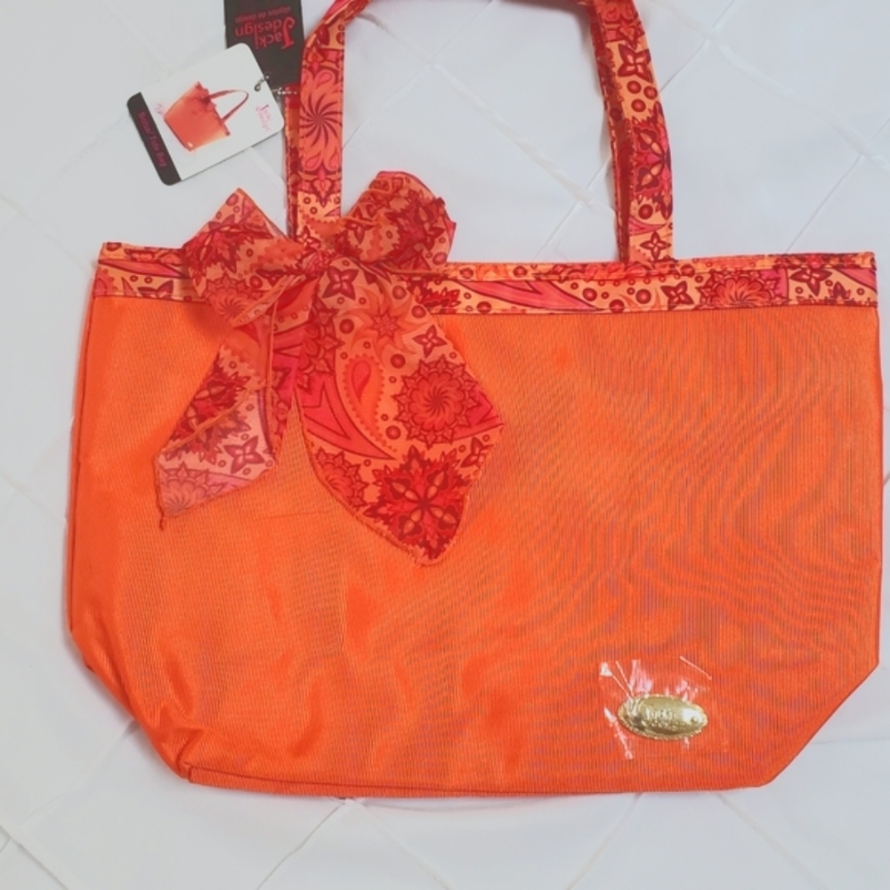 NWT Small orange Tote bag with ribbon